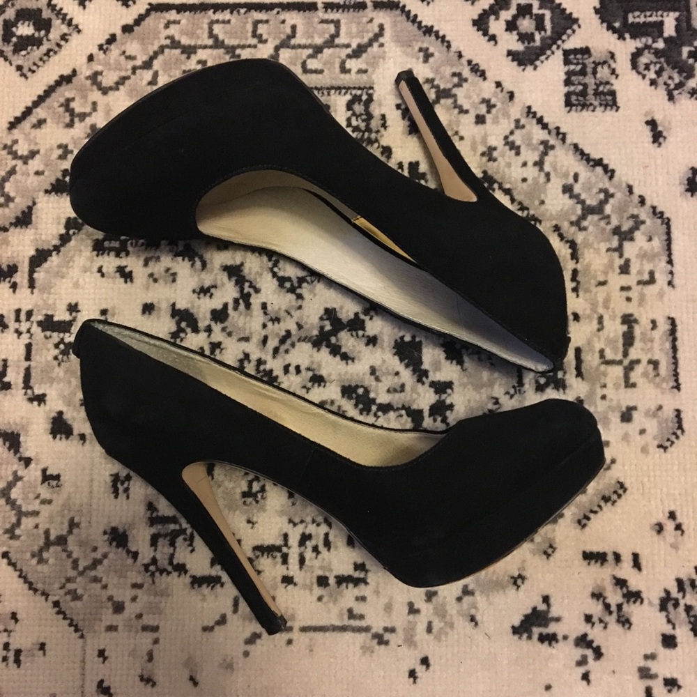 Michael Kors black suede platform heels